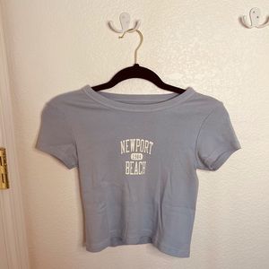 Light Blue Brandy Melville Newport Beach Crop Top